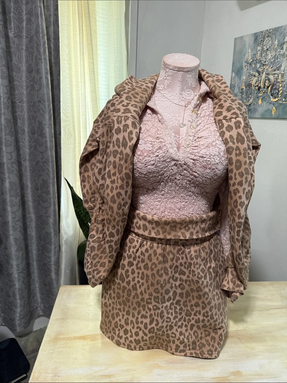 PINK Victoria's Secret Pink/Brown Leopard Fold-Over Mini Skort